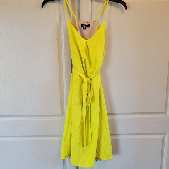 C. Luce Neon Yellow Gold Sequin Belted Tank Dress - Picture 1 of 6